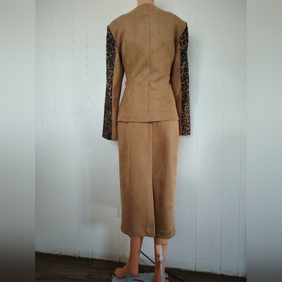 Susanna  Tan and Black Blazer Set with Leopard Print Size 8 - Picture 3 of 9
